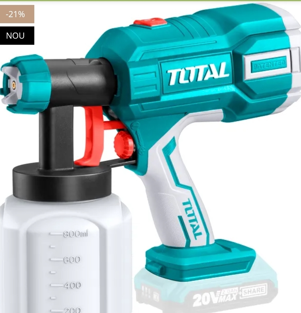 Pistol de vopsit pe acumulator TOTAL - 800ml, 20V 